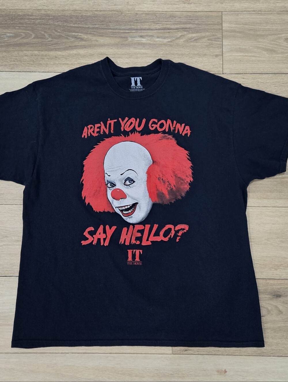 IT Pennywise Graphic Black Cotton Crew T-Shirt Mens XL Halloween Horror Clown